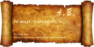 Aranyi Barnabás névjegykártya