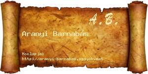 Aranyi Barnabás névjegykártya