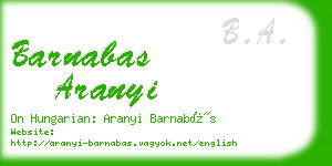 barnabas aranyi business card